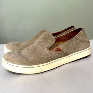 OluKai Women's Pehuea Leather Slip On, drop in heel, women’s size 7